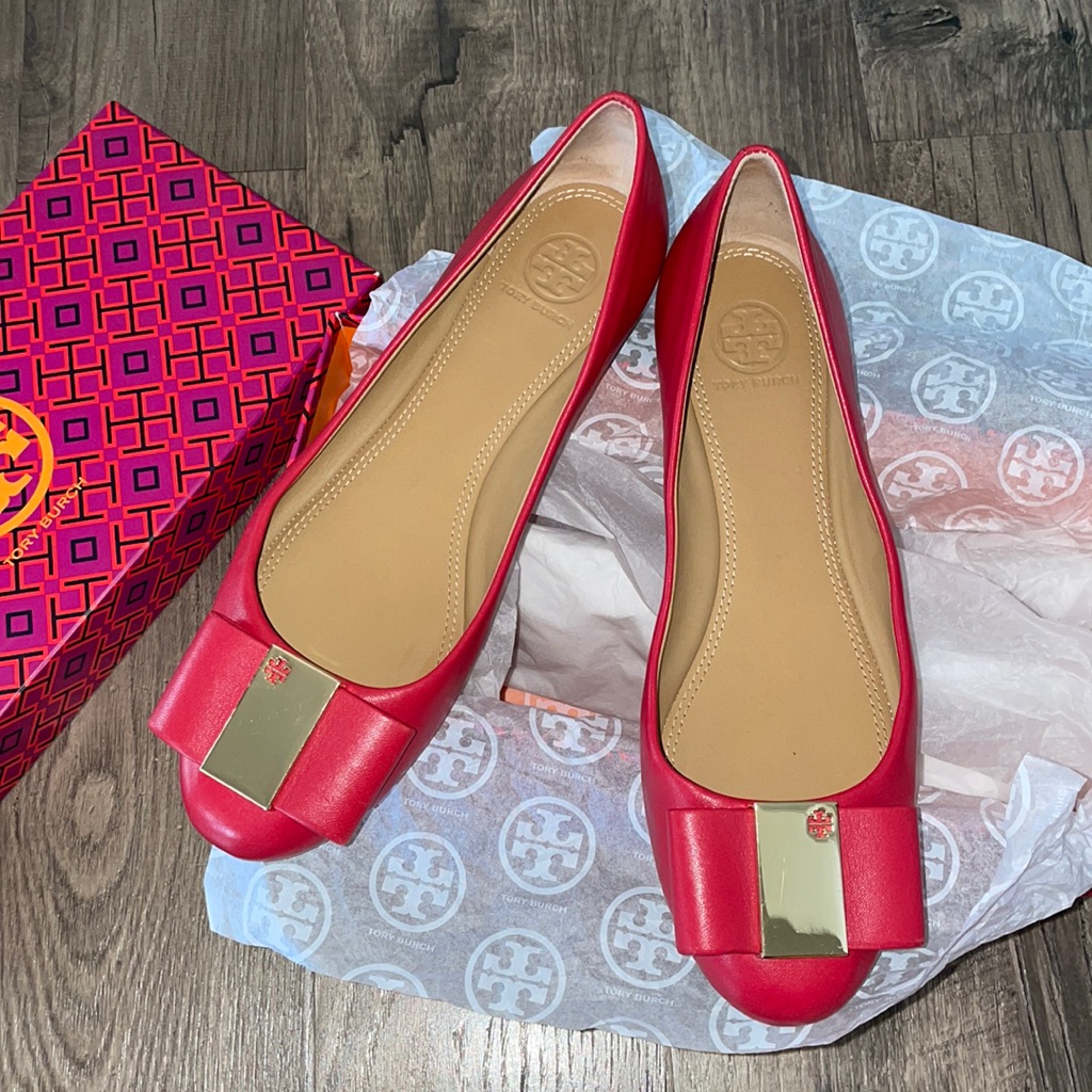 Tory Burch Kir Royale Chase Ballet Nappa Leather Sz 7.5